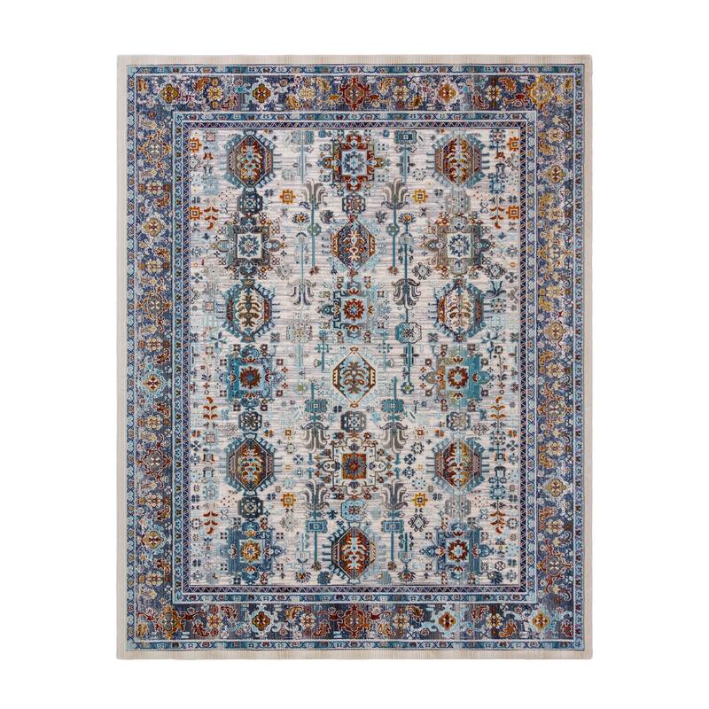 Gertmenian Reyes Brisa Traditional Bohemian Grey/Navy Floral Medallion